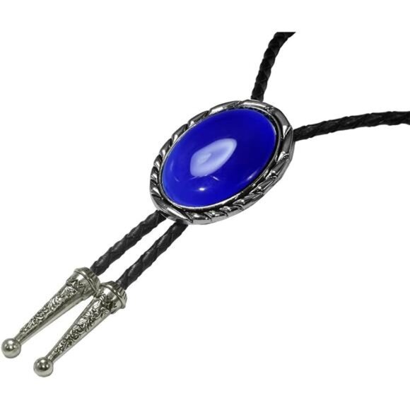 Bolo Tie Natural Colors Stone Blue Natural Stone - Picture 5 of 6